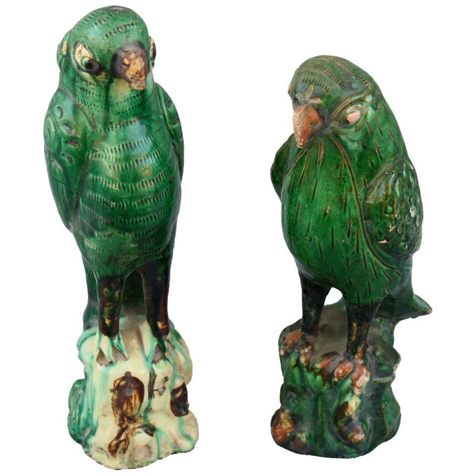 Ching Dynasty Pair of Parrots