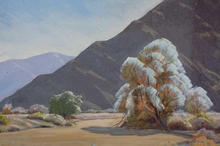 American Early 20th Century Desert Mountain And Brush Landscape by Naomi Taylor Evans