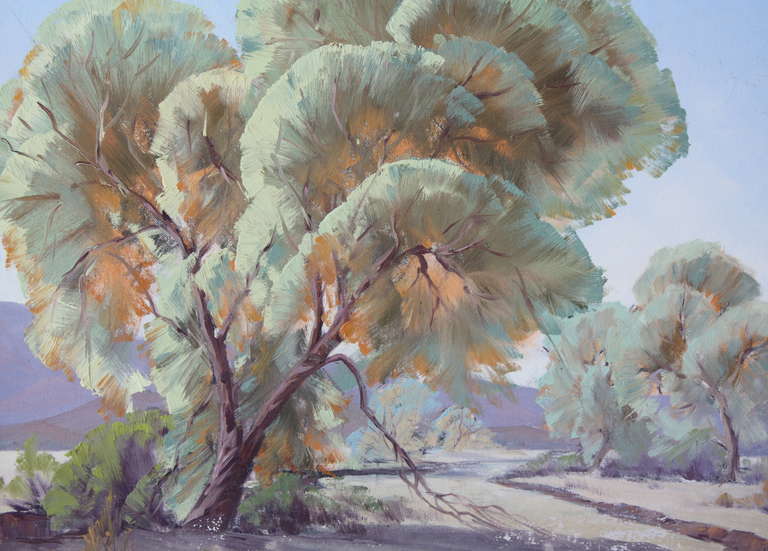 American Early 20th Century Desert Trees Landscape by Naomi Taylor Evans