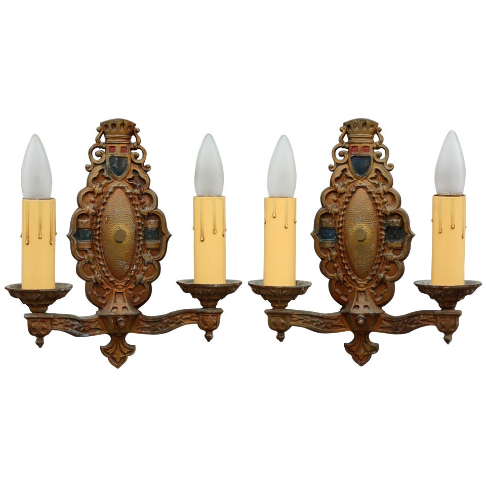 Pair of 1920
s Polychrome Sconces For Sale