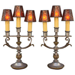 1920s Pair of Three Light Table Lamps 8