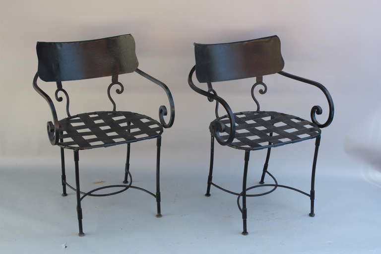 1930s Pair of Wrought Iron Armchairs In Excellent Condition In Pasadena, CA