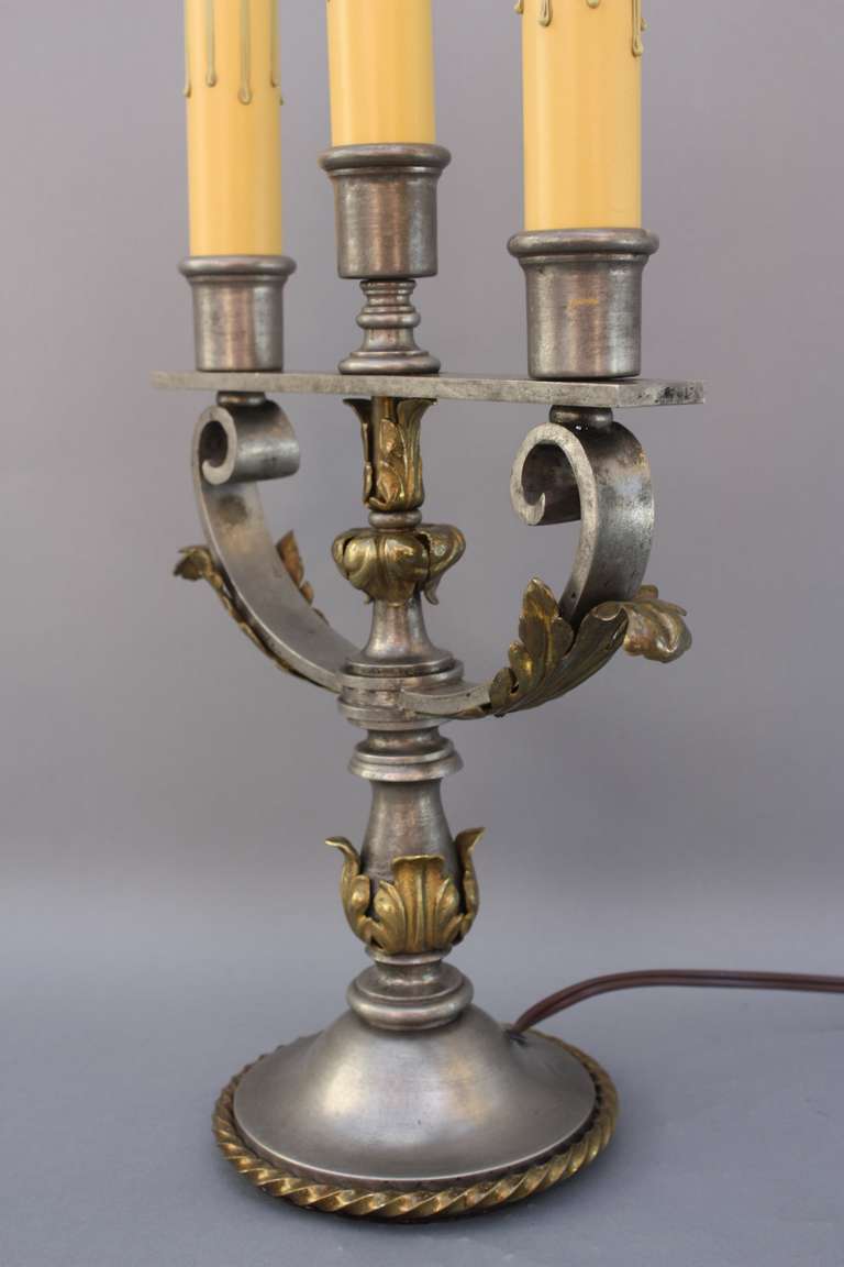 American 1920s Pair of Three Light Table Lamps