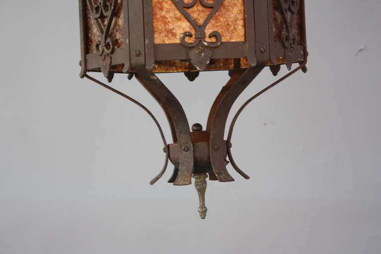 1920s Large Scale Spanish Revival Pendant with Mica In Excellent Condition In Pasadena, CA