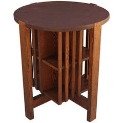 Round Arts & Crafts Table with Revolving Bookcase