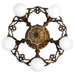 Antique Lovely Five-light Flush-mount Fixture c. 1920
s