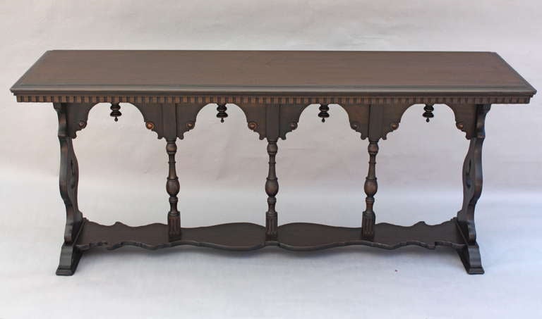 Long Spanish Revival Console Table In Excellent Condition In Pasadena, CA