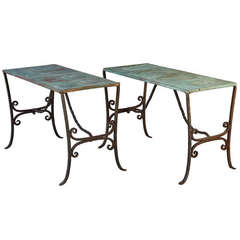Antique Pair of Iron and Copper Console Tables