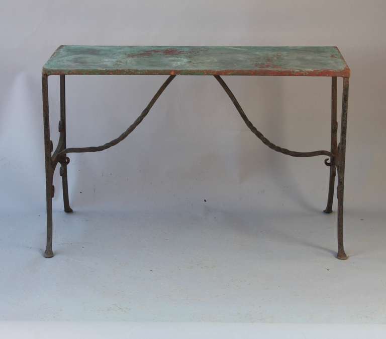 Pair of Iron and Copper Console Tables 1