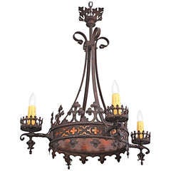 Stunning Iron and Mica Chandelier c. 1920's
