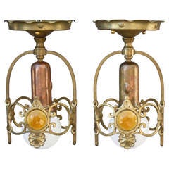 Pair Of Exquisite Jeweled Ceiling Mounts