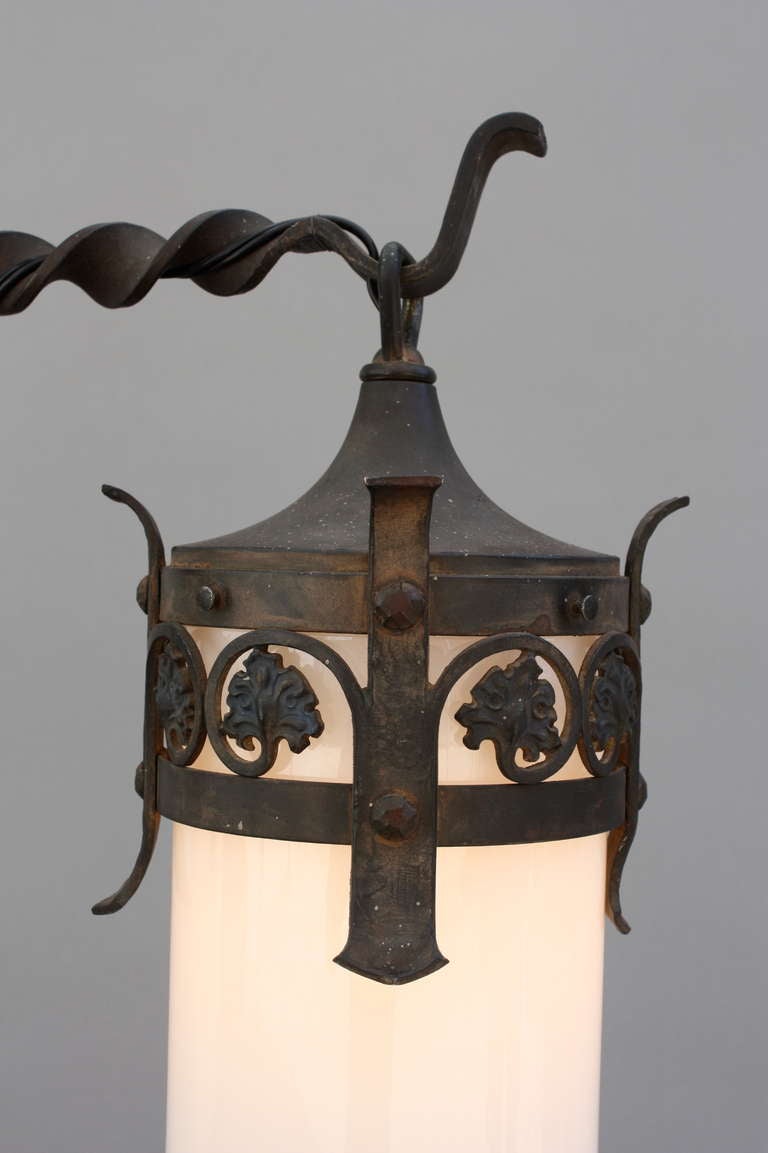 American Fantastic Antique Two-light Fixture with Iron and Milk Glass Pendants