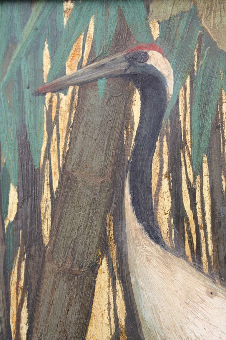 Painting of Cranes by Jessie Arms Botke In Good Condition In Pasadena, CA
