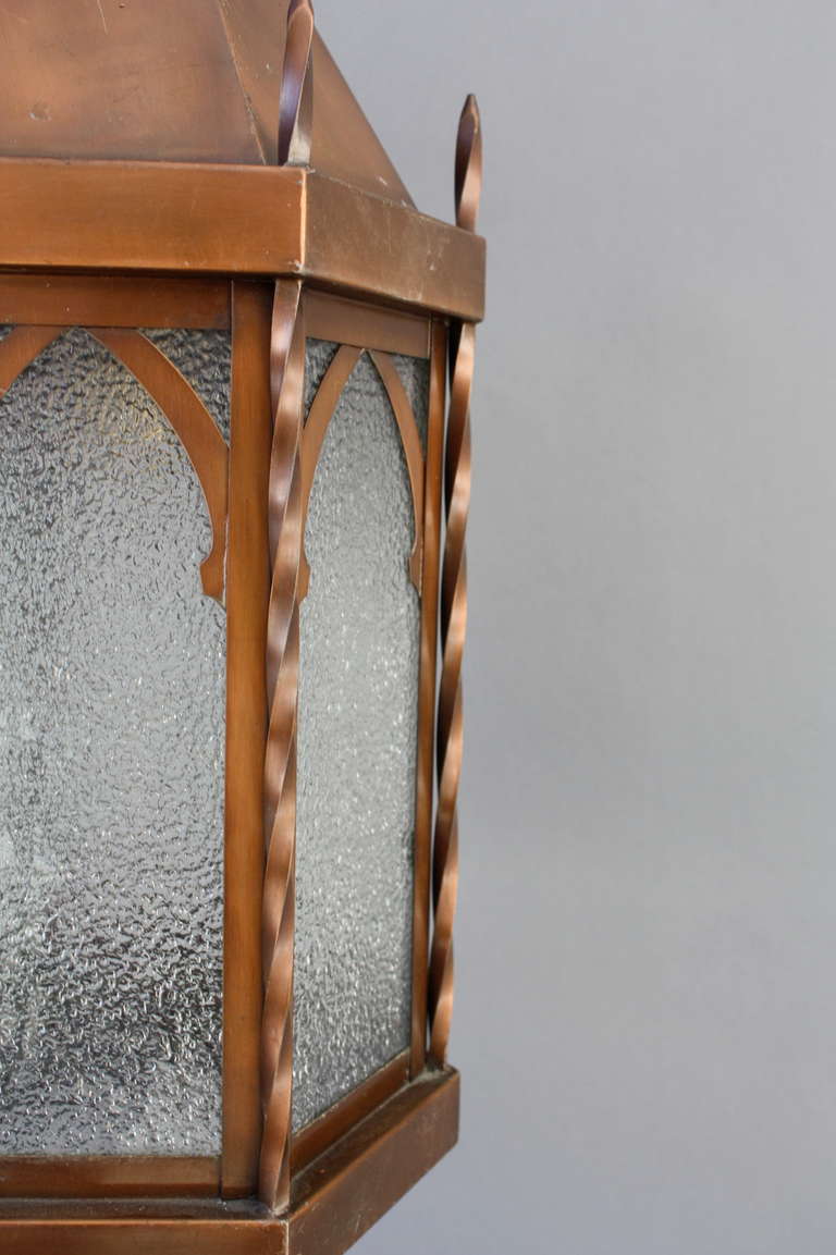 Mid-20th Century Tudor Brass Lantern with Gothic Details