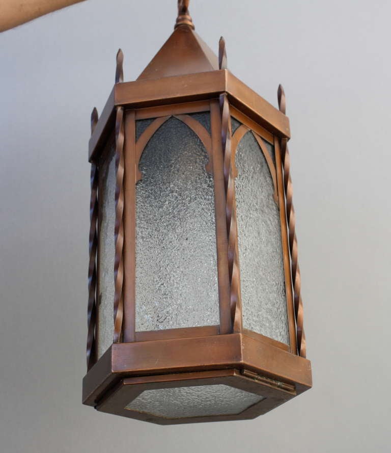 American Tudor Brass Lantern with Gothic Details