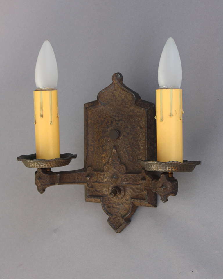 1 Of 3 Antique English Tudor, Spanish Revival 1920s Double Sconces at 1stdibs