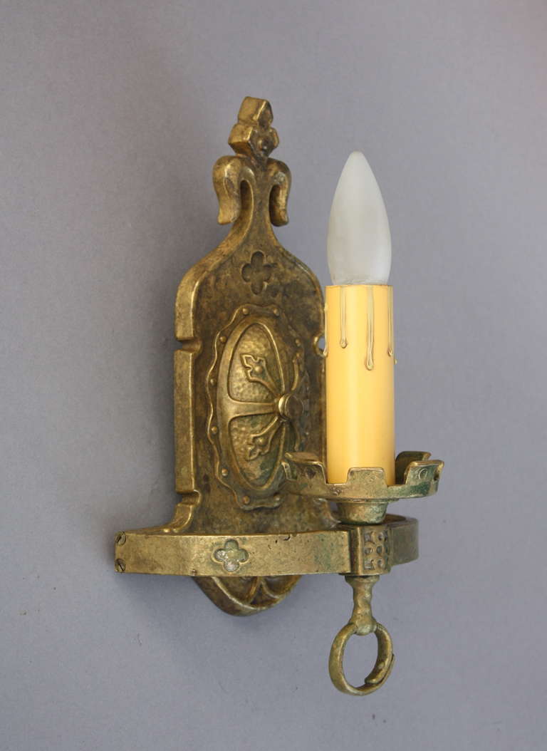 1 Of 4 Antique Spanish Revival Sconces with Shield Motif at 1stdibs