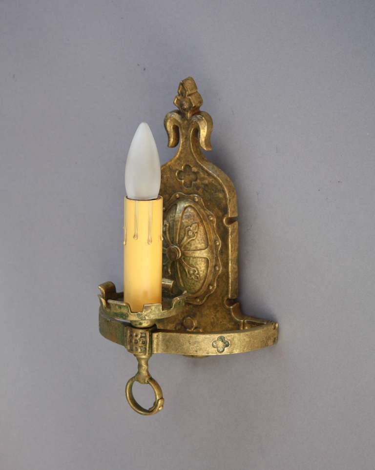 1 Of 4 Antique Spanish Revival Sconces with Shield Motif at 1stdibs