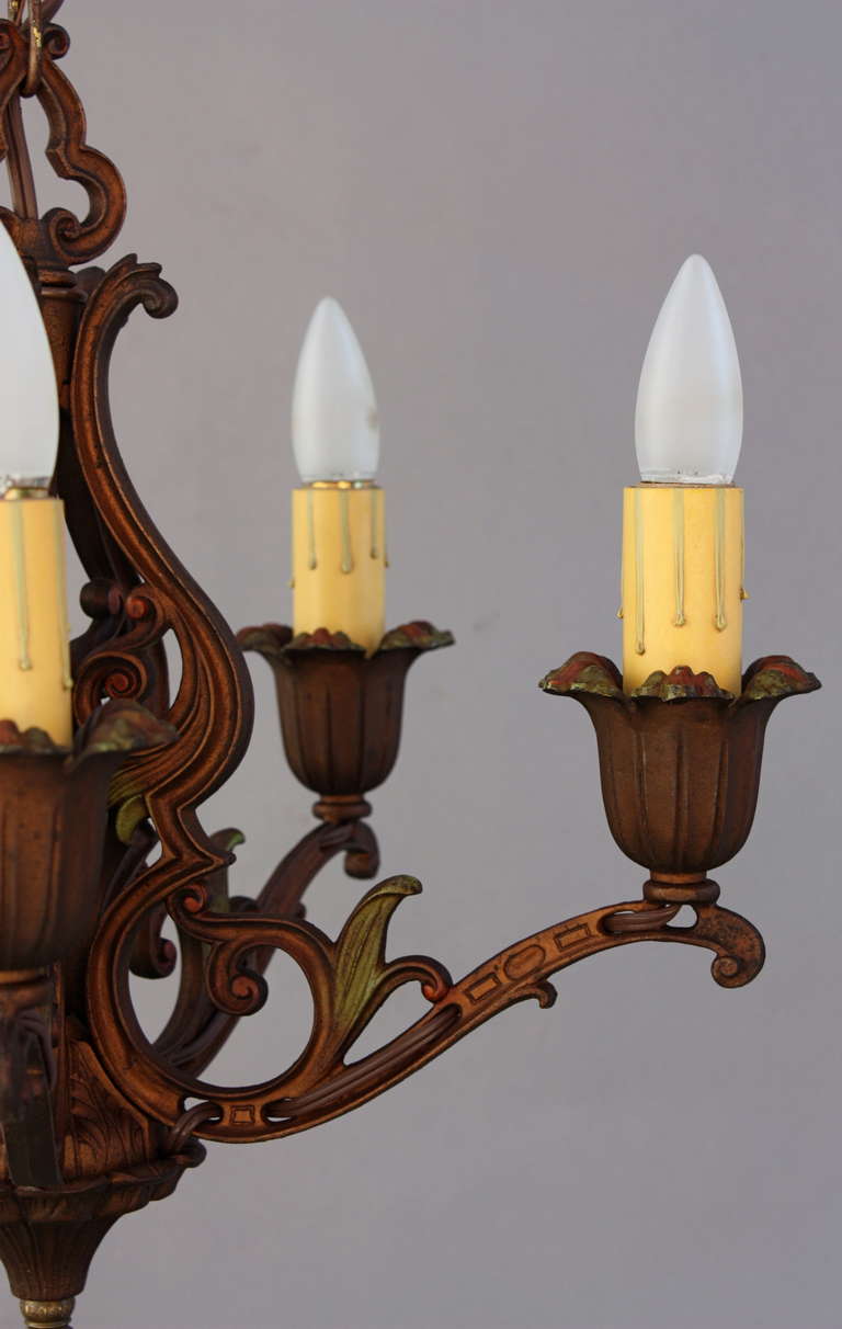 American Classic Spanish Revival Polychrome Chandelier