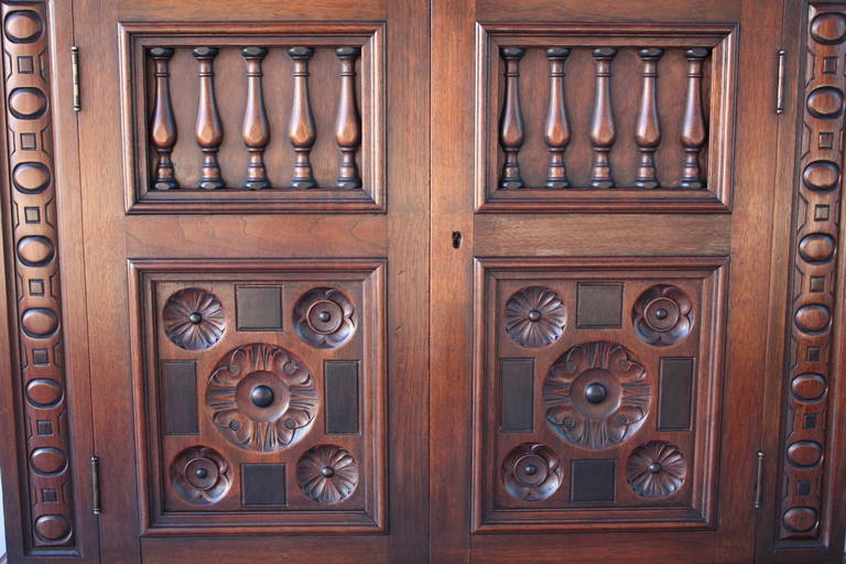 Walnut Antique 1920s Spanish Revival Cabinet by Kittinger