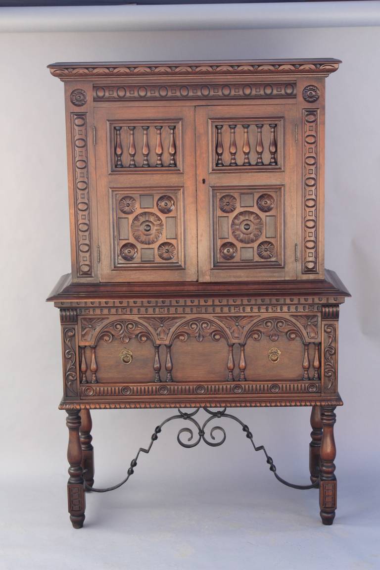 1920s Wonderful Cabinet with Iron Trestle by The Kittinger Cie