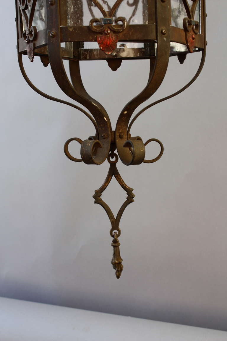 American Exceptional Large Scale Wrought Iron Lantern With Dragon