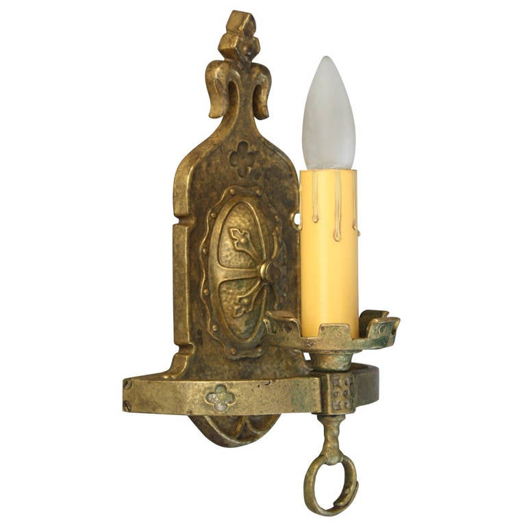 1 Of 4 Antique Spanish Revival Sconces with Shield Motif at 1stdibs