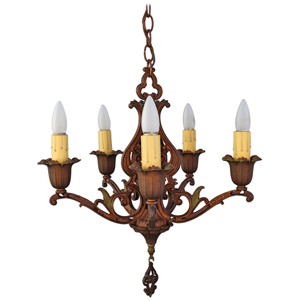 Classic Spanish Revival Polychrome Chandelier