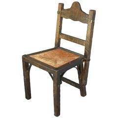 1930s Monterey Old World Finish Chair with Rush Seat