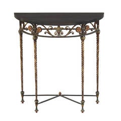 Elegant Demi-Lune Iron Table Attributed to Oscar Bach