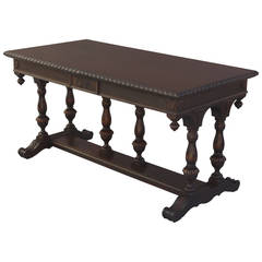 1920s Walnut Desk with Two Drawers