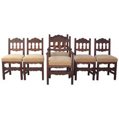 Set of Six Dining Room Chairs, Newly Upholstered, circa 1920s