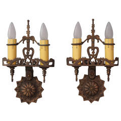 Pair of 1920s Sconces with Dog Heads
