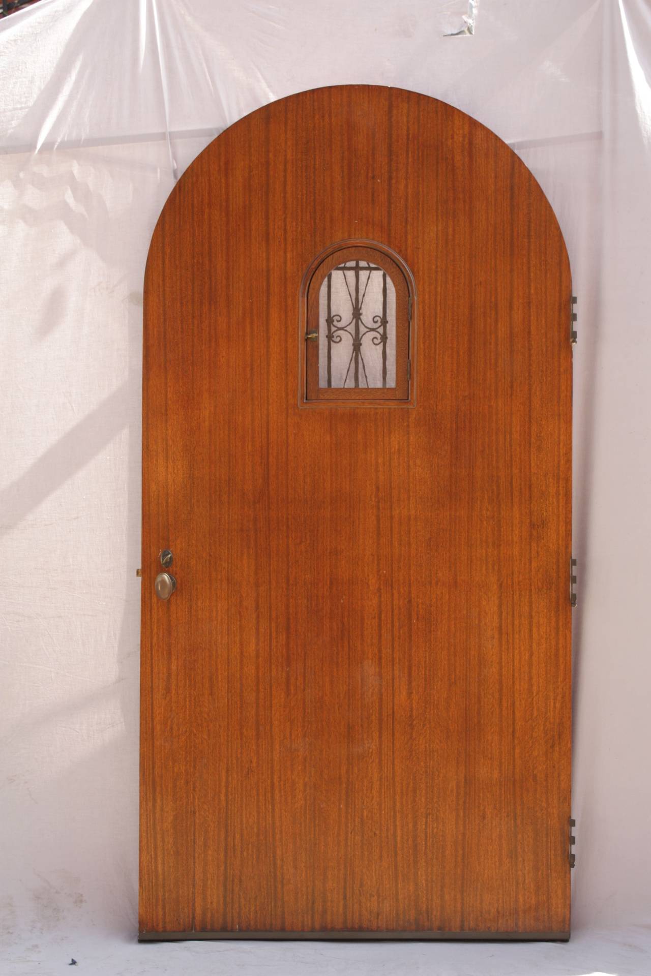 Antique 1920s Original Ached Spanish Revival Front Door In Good Condition In Pasadena, CA