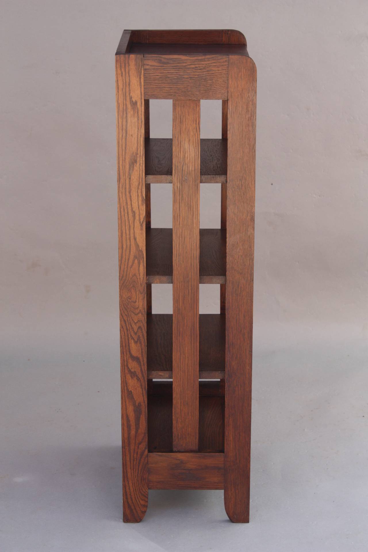North American Arts & Crafts Tall Magazine Stand or Small Bookcase
