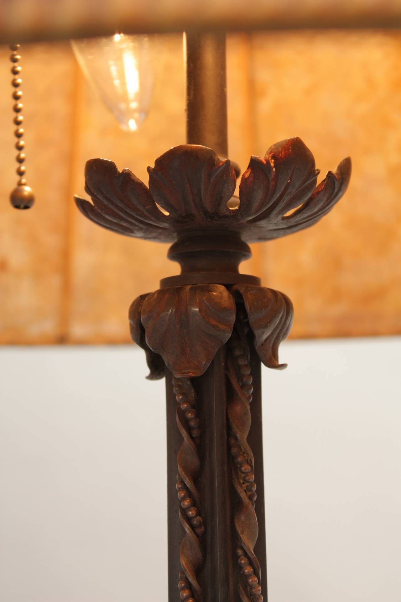 North American Vintange 1920s Table Lamp with Bronze and Marble Base