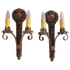 Vintage Tall Pair of Double 1920s Sconces