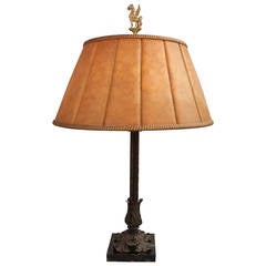 Vintange 1920s Table Lamp with Bronze and Marble Base