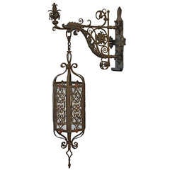 Exceptional Large Scale Wrought Iron Lantern With Dragon