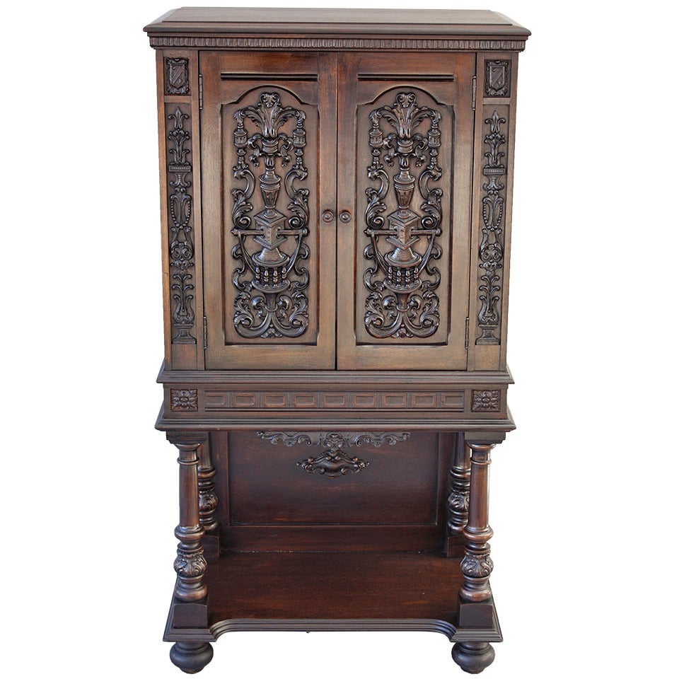Beautiful 1920's Carved Secretary Cabinet