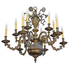 Impressive 12 Candle Brass and Bronze Chandelier