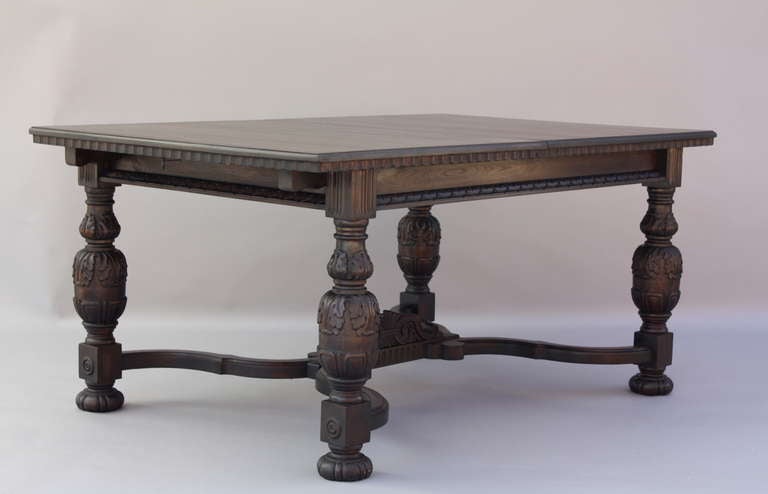Large 1920's Expandable Dining Table In Excellent Condition In Pasadena, CA