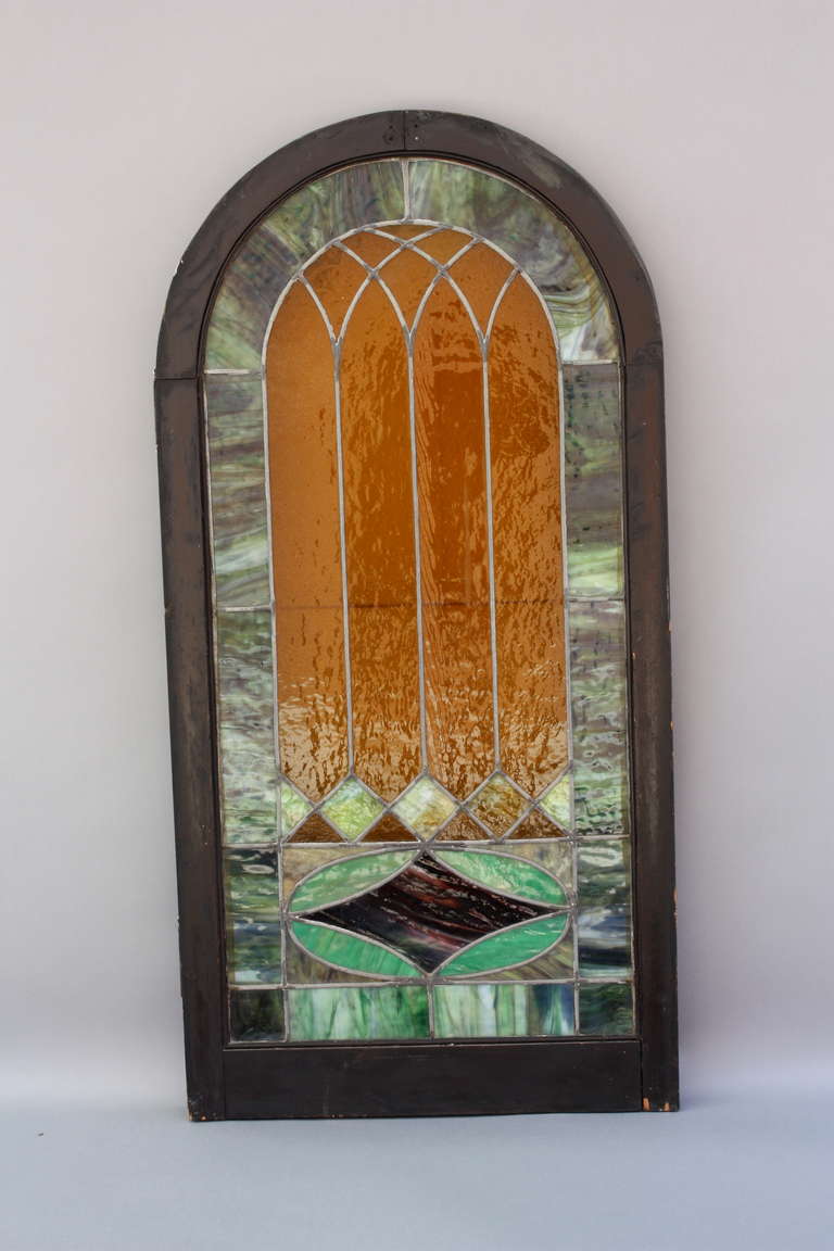 American 1 of 4 Arched Stained Glass Windows