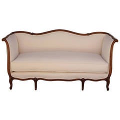 French Louis XV Style Sofa with Linen Upholstery 6