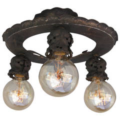 Vintage 1920s Three-Light Ceiling Mount