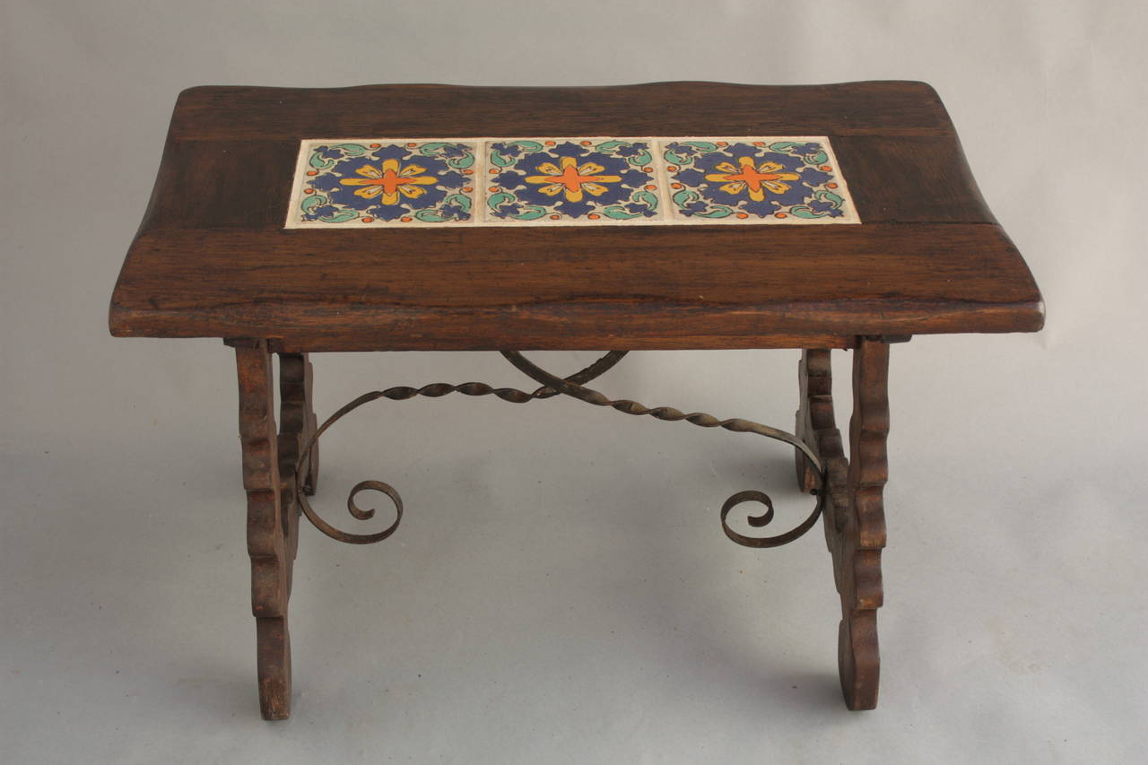 Original Tile Table with D&M Tiles and Iron Trestle