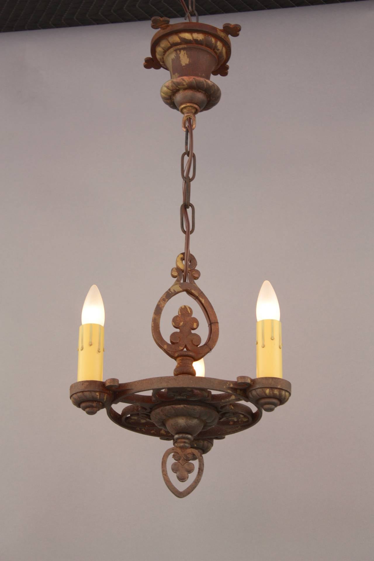 Spanish Chandelier Ten Light Cast Brass Spanish Chandelier w/ Almond