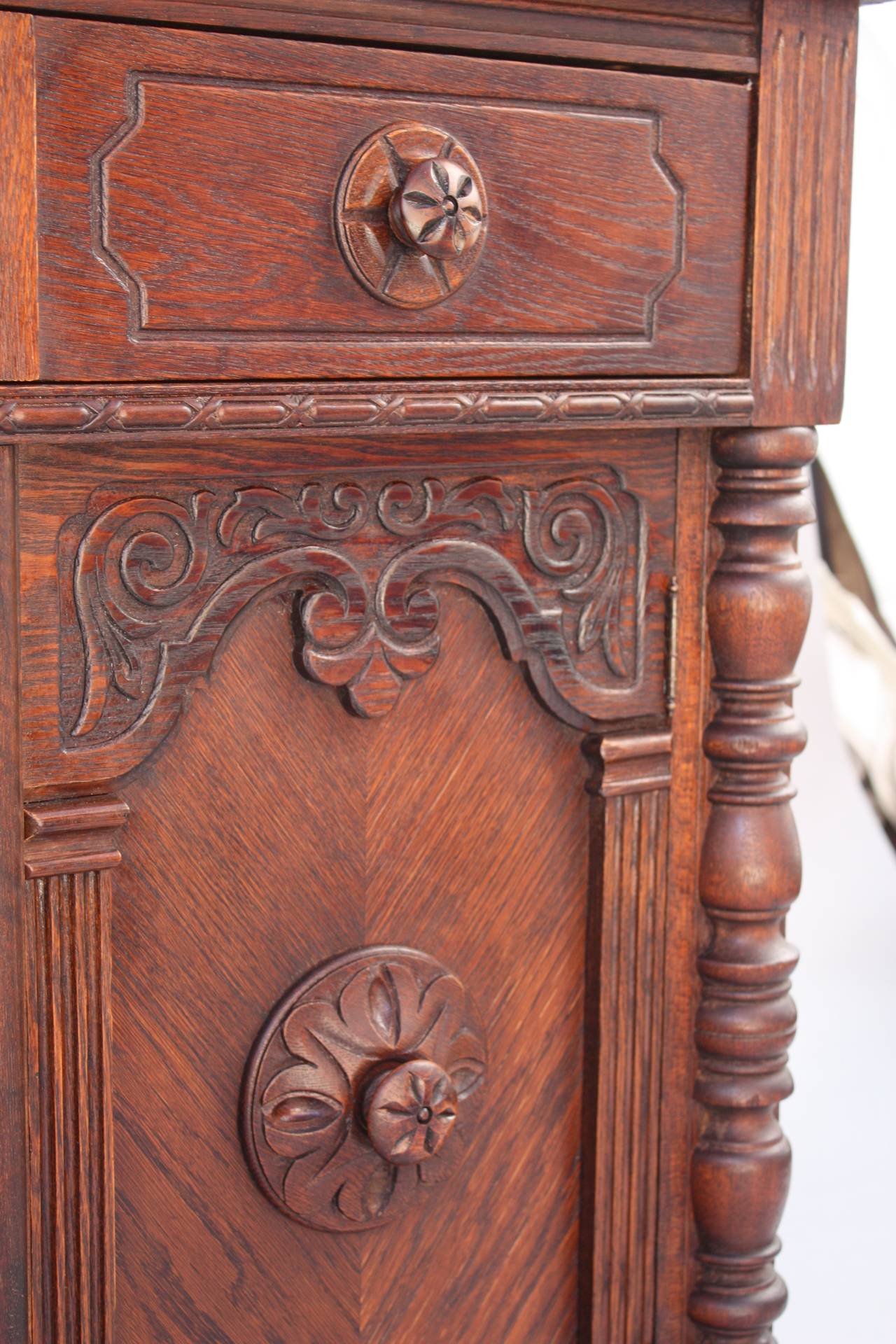 Early 20th Century Antique 1920s Carved Sideboard