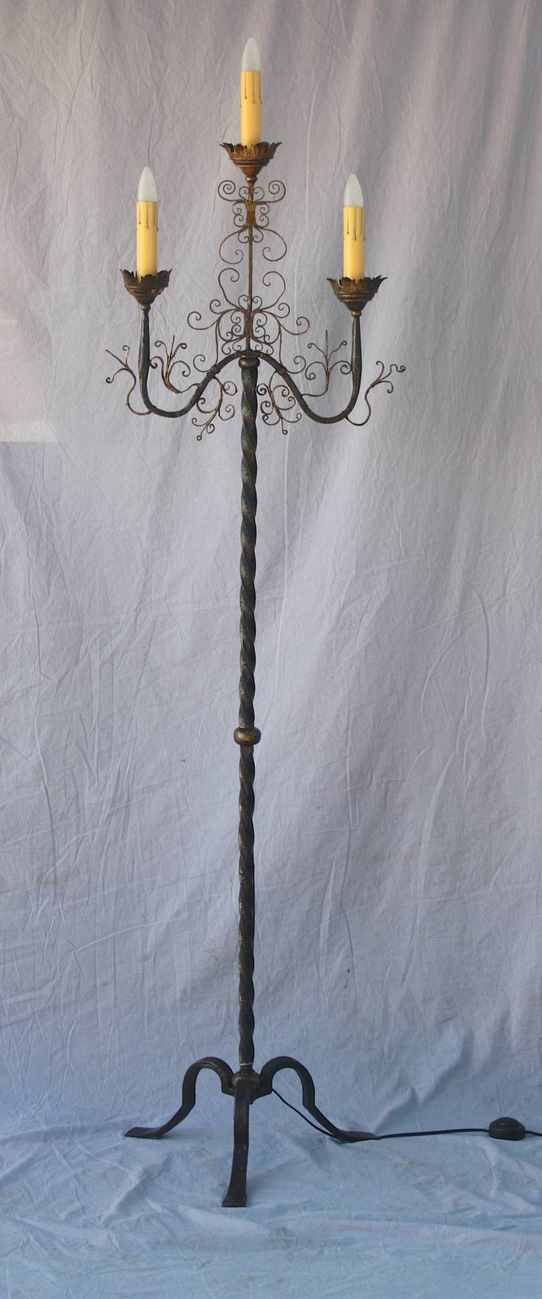 Spanish Revival Torchiere with Filigree