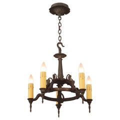 1920s Chandelier with Leaves, Spanish Revival